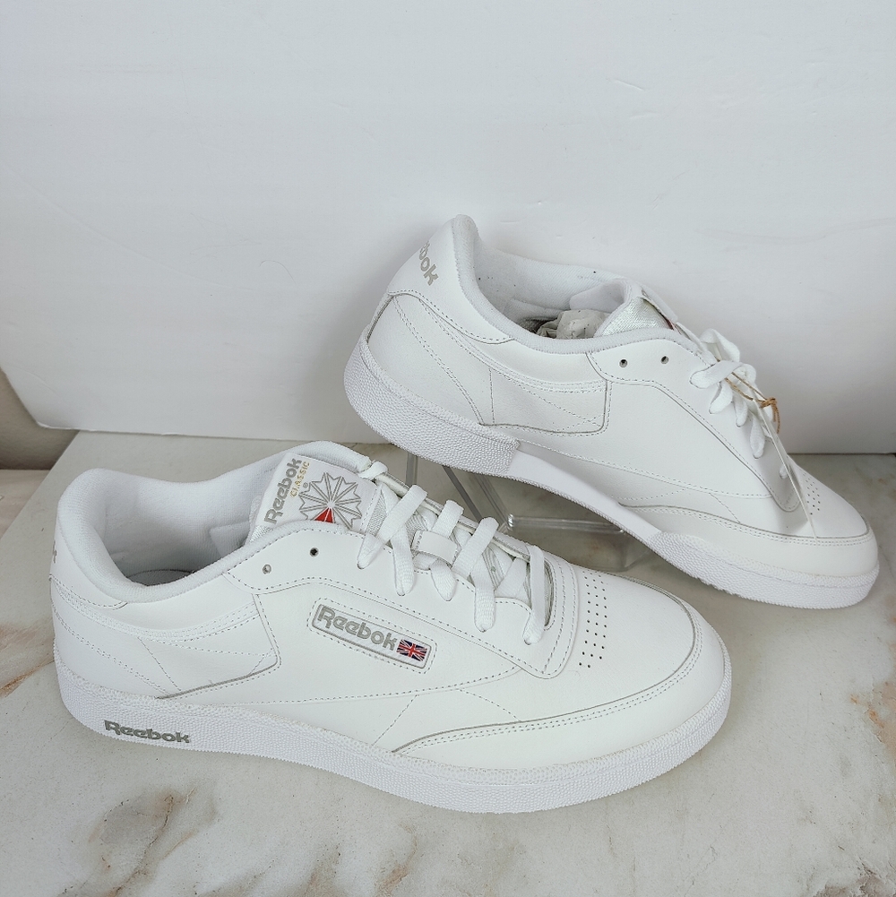 NIB Reebok Men's Club C 85 White Sheer Grey Leather Tennis Shoes Sneakers, 14 - Picture 2 of 11
